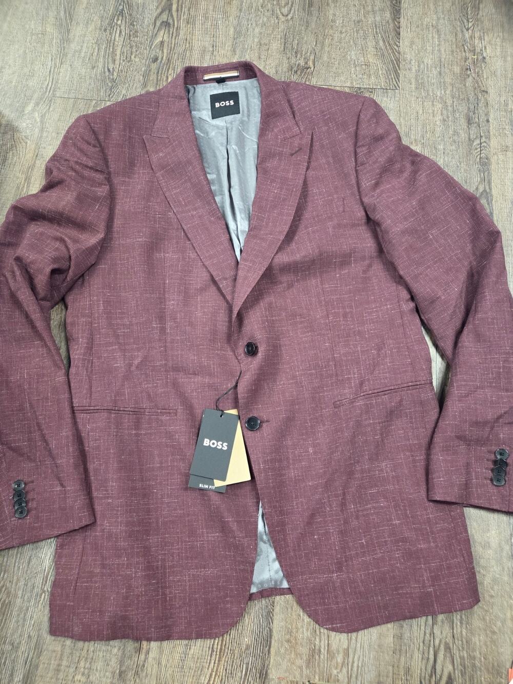 BOSS NWT Dark Red Slim Fit Men's Blazer Jacket SIze 46L